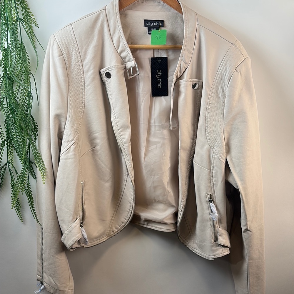 City Chic Beige Leather Jacket